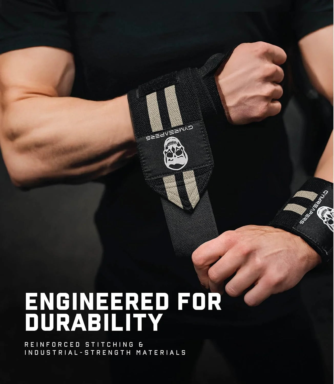 Gymreapers Weightlifting Wrist Wraps (IPF Approved) Professional Quality Wrist Support with Heavy Duty Thumb Loop - Best Wrap for Powerlifting Competition, Strength Training, Bodybuilding