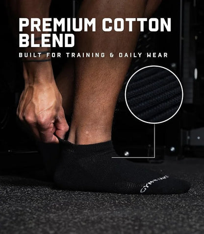 Gymreapers Ankle Socks for Men & Women (6-Pack) – Moisture-Wicking Black & White Breathable Cotton Athletic Socks