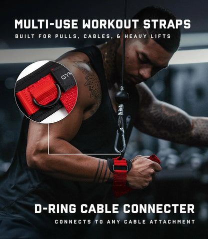 Gymreapers GripLink Lifting Straps – Heavy Duty D-Ring Weight Lifting Wrist Straps with Anti-Slip Silicone Grip Beads, Adjustable Support for Deadlifts, Powerlifting, Cable Machines & Gym Training