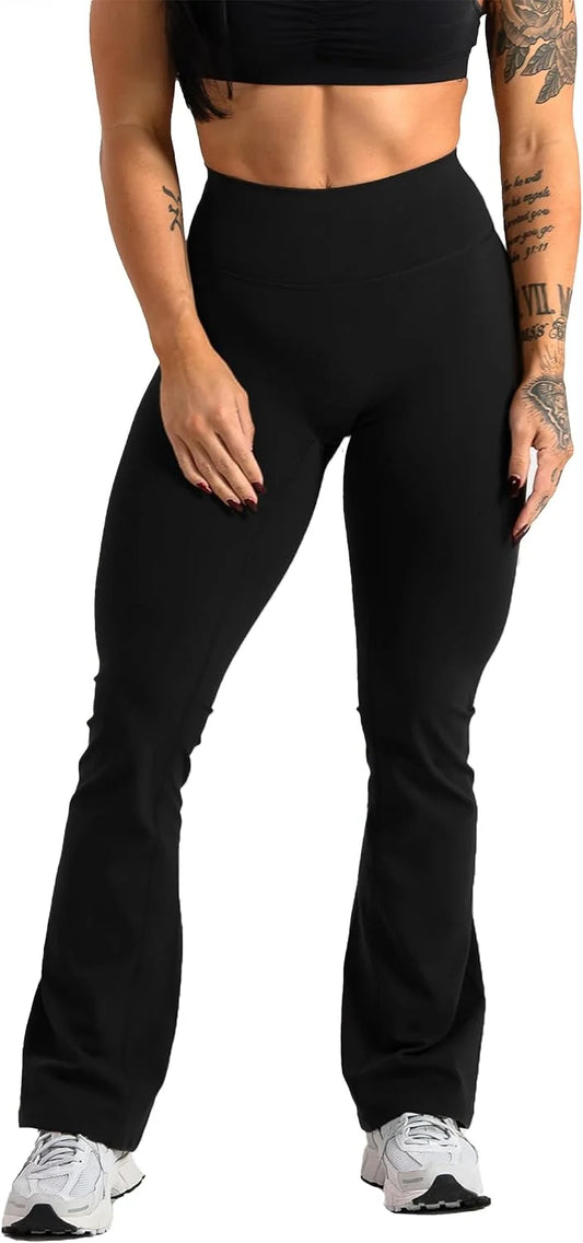 Gymreapers High Waisted Flare Leggings for Women Stretchy Workout Bootcut Gym Leggings - Tummy Control Wide Leg Yoga Pants