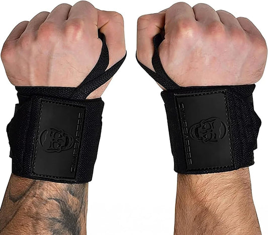 Gymreapers Weightlifting Wrist Wraps (IPF Approved) Professional Quality Wrist Support with Heavy Duty Thumb Loop - Best Wrap for Powerlifting Competition, Strength Training, Bodybuilding