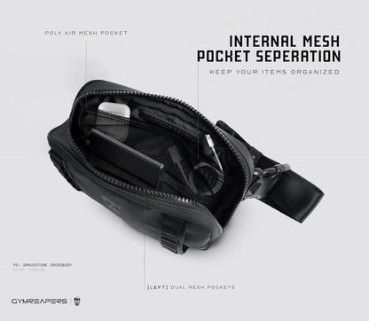 Gymreapers Travel Small Crossbody Bags for Men & Women with Hidden Pocket - Waterproof Crosssbody Fanny Pack for Men with Adjustable Shoulder Sling Belt for Traveling, Running & Hiking (Onyx)