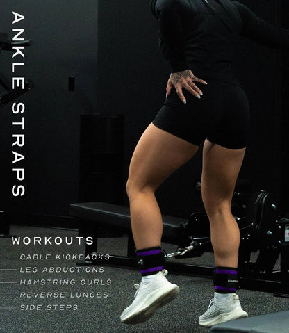 Gymreapers Ankle Straps For Cable Machine Kickbacks, Glute Workouts, Lower Body Exercises - Adjustable Leg Straps with Neoprene Padding