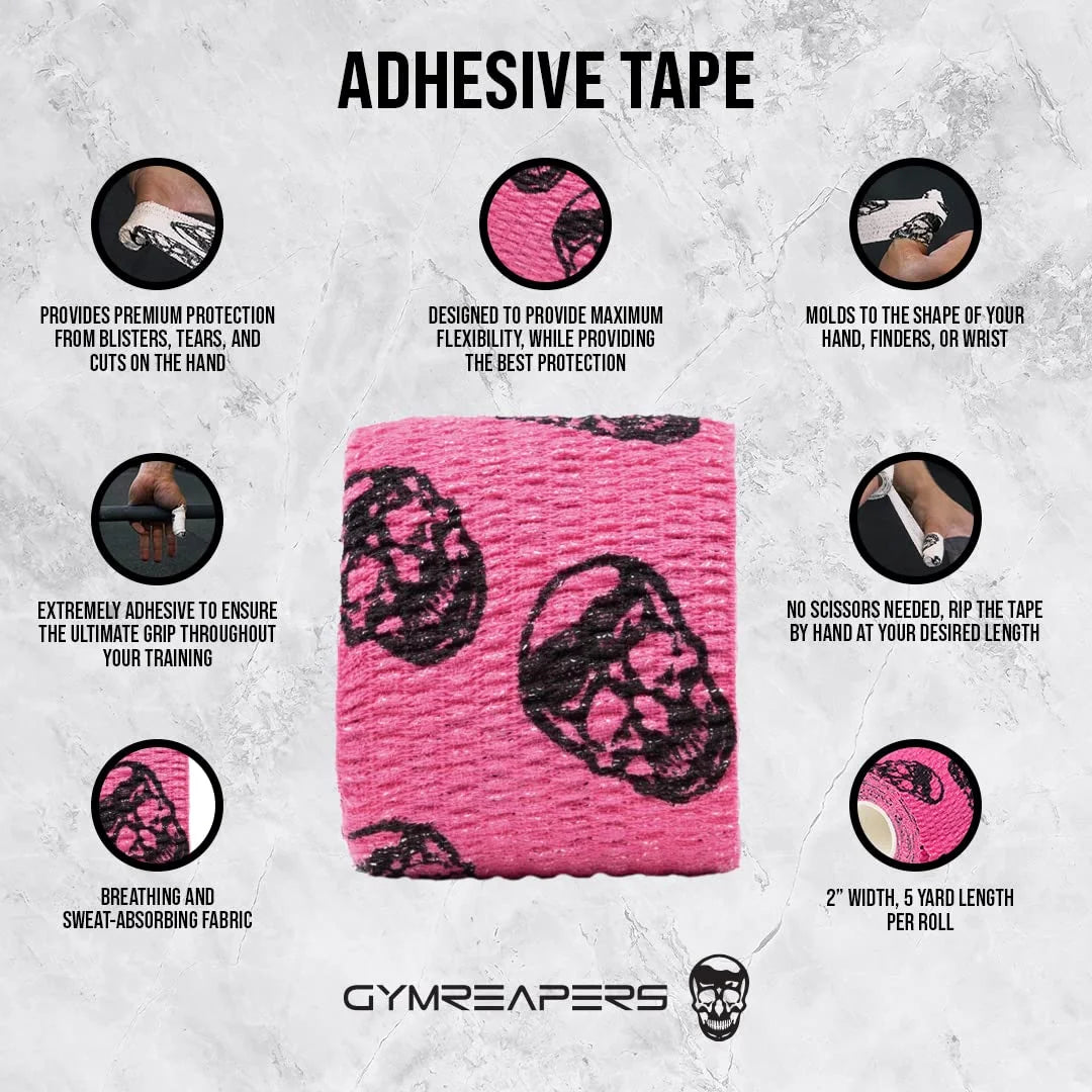 Gymreapers Hook Grip Weightlifting Tape (3 Pack) Premium Adhesive Thumb Skull Tape for Finger Protection, Powerlifting, Exercise & Cross Training - Athletic Sweat Proof Tape