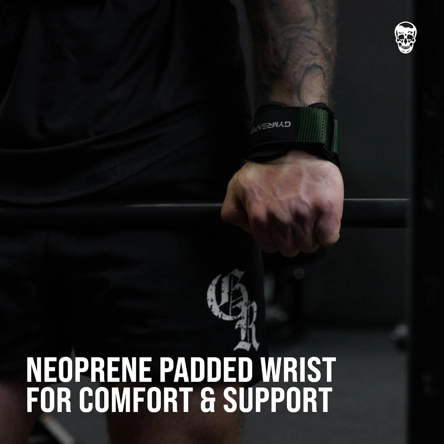 Gymreapers Weight Lifting Grips (Pair) for Heavy Powerlifting, Deadlifts, Rows, Pull Ups, with Neoprene Padded Wrist Wraps Support and Strong Rubber Gloves or Straps for Bodybuilding