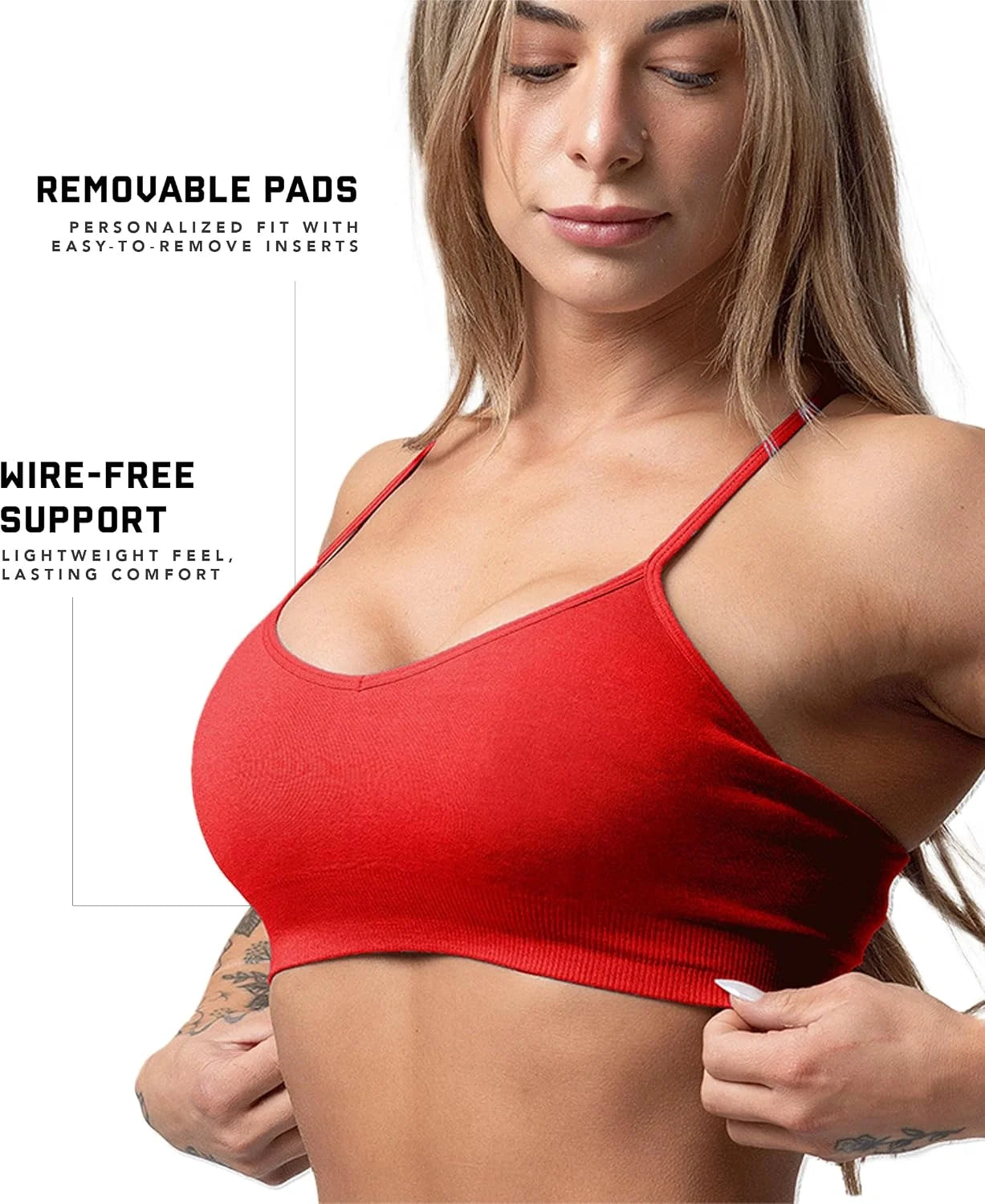 Gymreapers Seamless Sports Bra for Women - Wireless Compression Padded Supportive Bras for Gym, Yoga, & Fitness