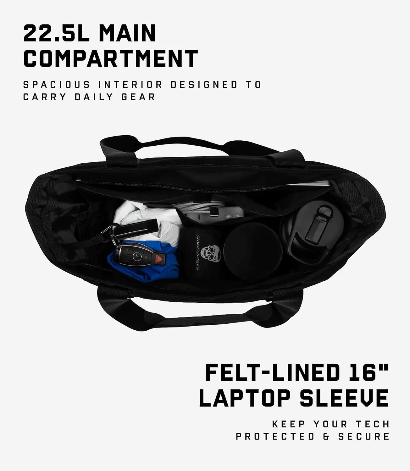 Gymreapers Laptop Tote Bag for Women - 22.5L Waterproof Tote Bag with Zipper for Travel & Gym