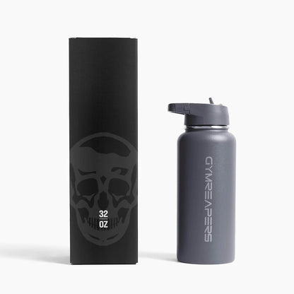 Gymreapers Insulated Water Bottle with Straw - 32 OZ Stainless Steel Water Bottles - BPA Free Metal Double Wall Vacuum Cold Hot Leakfree Flask Jug For Travel, Sports, Gym, School & Workout