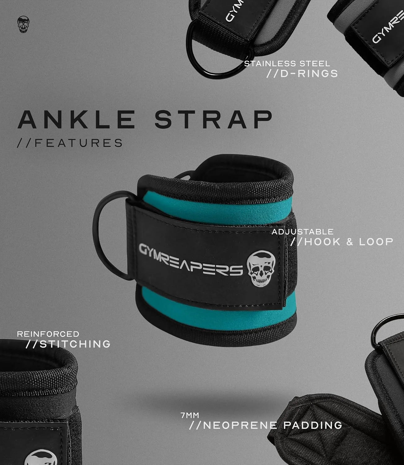Gymreapers Ankle Straps For Cable Machine Kickbacks, Glute Workouts, Lower Body Exercises - Adjustable Leg Straps with Neoprene Padding