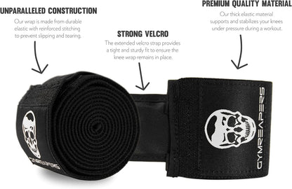 Gymreapers Knee Wraps for Squats and Powerlifting 72 Inch Compression Wraps with Strap for Men & Women Weightlifting Support