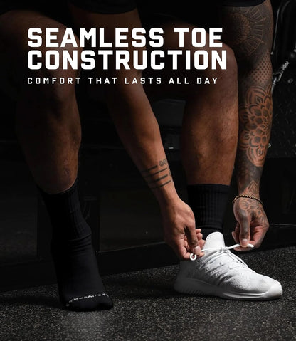 Gymreapers Crew Socks For Men & Women (6-Pack) – Long Moisture Wicking 100% Cotton Socks - Breathable Supportive Fit Socks