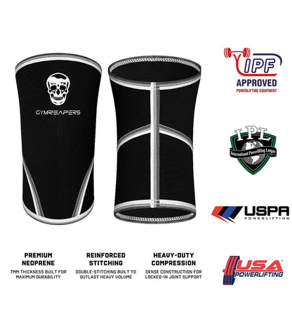 Knee Sleeves (1 Pair) Free Gym Bag - Knee Sleeve & Compression Brace for Squats, Fitness, Weightlifting, and Powerlifting - Gymreapers 7MM Sleeve Pair - For Men & Women - 1 Year Warranty (Small)