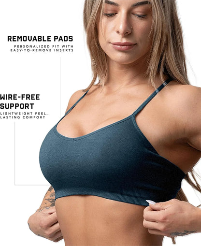 Gymreapers Seamless Sports Bra for Women - Wireless Compression Padded Supportive Bras for Gym, Yoga, & Fitness
