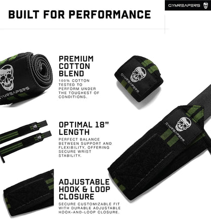 Gymreapers Weightlifting Wrist Wraps (IPF Approved) Professional Quality Wrist Support with Heavy Duty Thumb Loop - Best Wrap for Powerlifting Competition, Strength Training, Bodybuilding