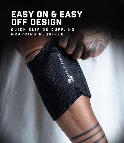 Gymreapers Elbow Compression Cuff for Weightlifting, Powerlifting – Support & Relief for Tendonitis, Stability, Tennis Elbow, Strength Training & Injury Recovery (Black, 9")