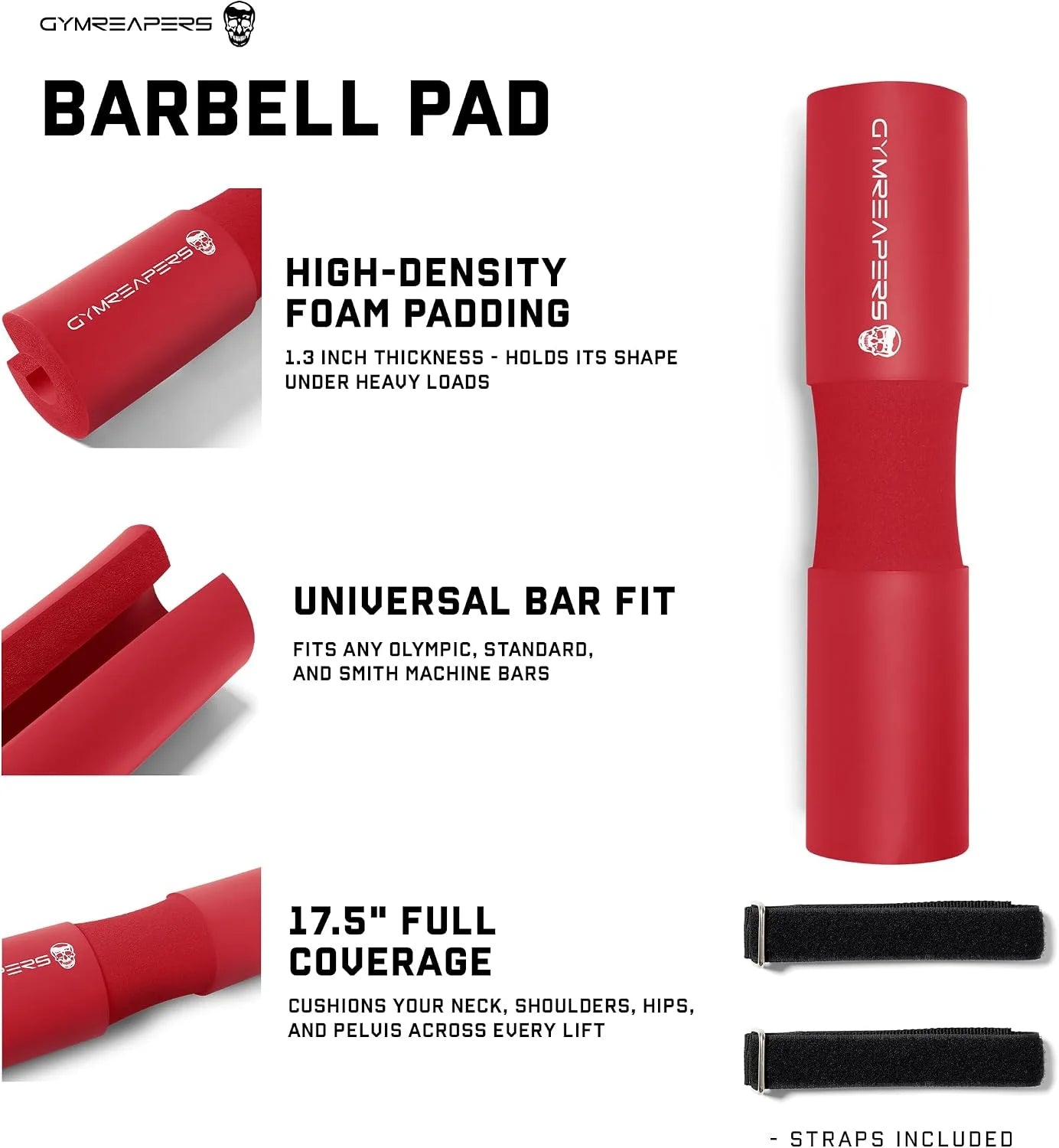 Gymreapers Barbell Squat Pad - Protective Bridge Pad For Hip Thrust, Squats, Lunges - Hip Support, Neck Protection For Bar