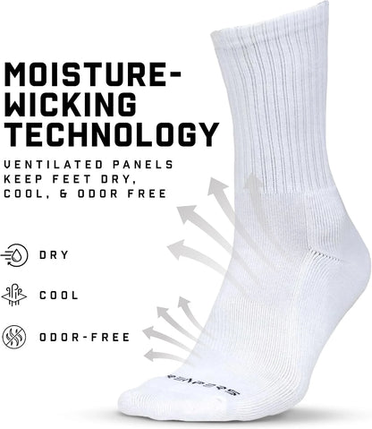 Gymreapers Crew Socks For Men & Women (6-Pack) – Long Moisture Wicking 100% Cotton Socks - Breathable Supportive Fit Socks