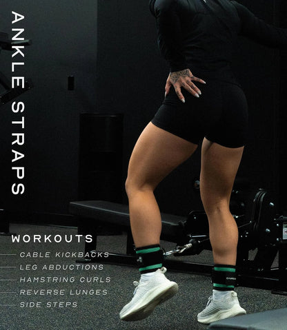 Gymreapers Ankle Straps For Cable Machine Kickbacks, Glute Workouts, Lower Body Exercises - Adjustable Leg Straps with Neoprene Padding