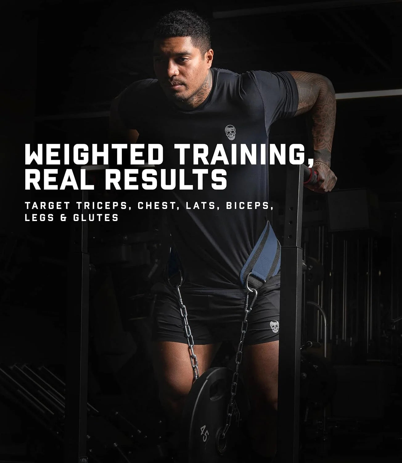 Gymreapers Dip Belt With Chain For Weightlifting, Pull Ups, Dips - Heavy Duty Steel Chain For Added Weight Training