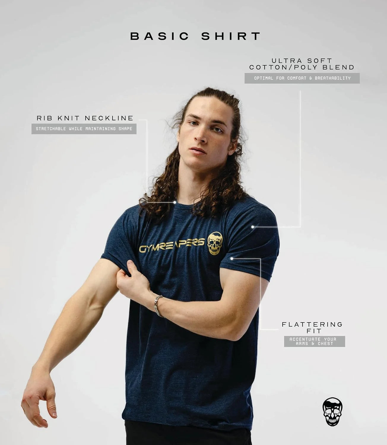 Gymreapers Moisture Wicking Short Sleeve T-Shirt for Men - Crew Neck Workout Shirts - Casual Gym Cotton Everyday Tee