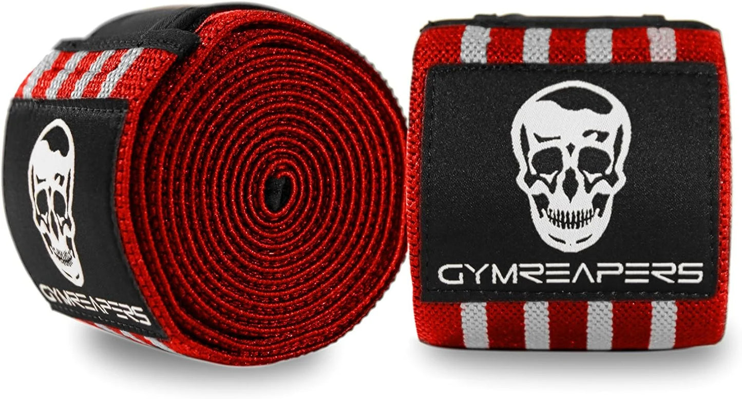 Gymreapers Knee Wraps for Squats and Powerlifting 72 Inch Compression Wraps with Strap for Men & Women Weightlifting Support