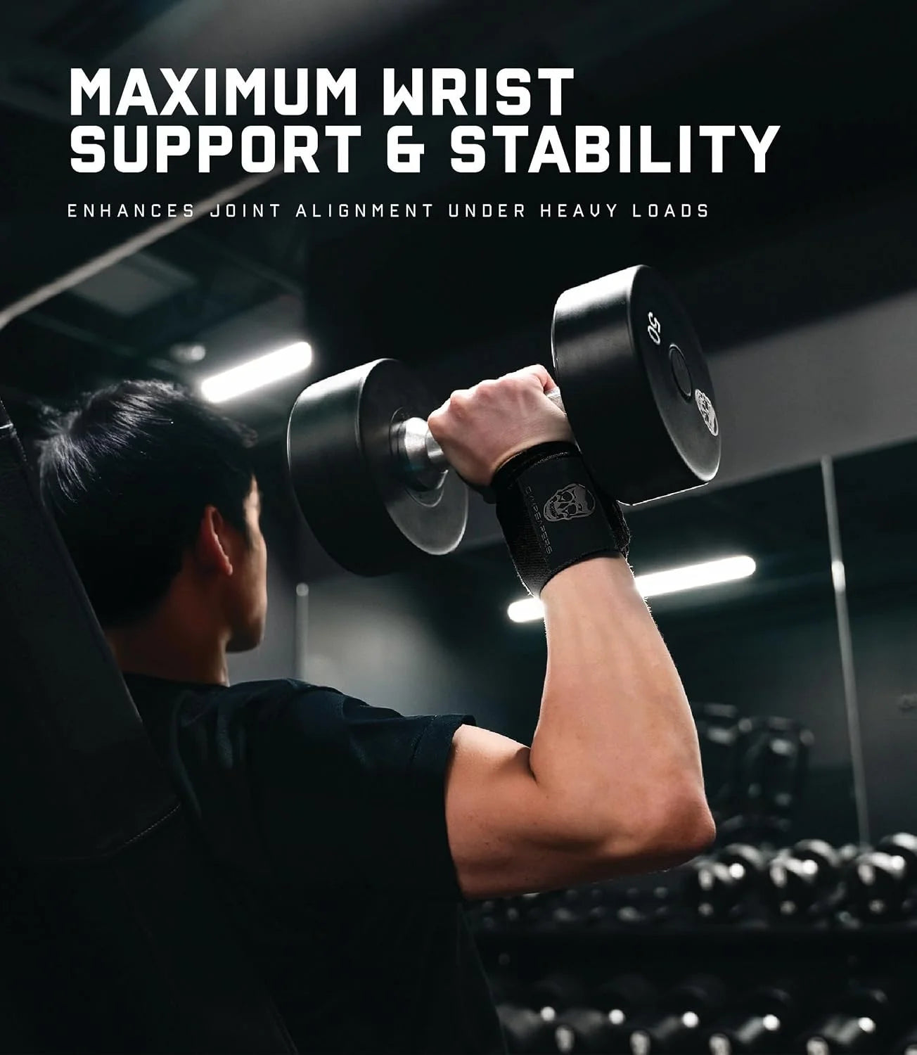 Gymreapers Weightlifting Wrist Wraps (IPF Approved) Professional Quality Wrist Support with Heavy Duty Thumb Loop - Best Wrap for Powerlifting Competition, Strength Training, Bodybuilding