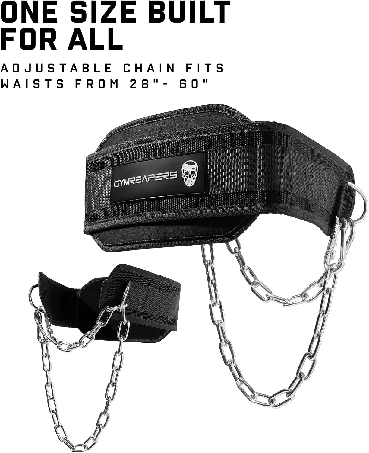 Gymreapers Dip Belt With Chain For Weightlifting, Pull Ups, Dips - Heavy Duty Steel Chain For Added Weight Training