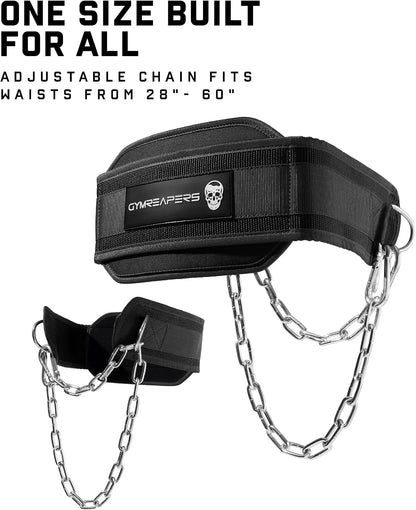 Gymreapers Dip Belt With Chain For Weightlifting, Pull Ups, Dips - Heavy Duty Steel Chain For Added Weight Training