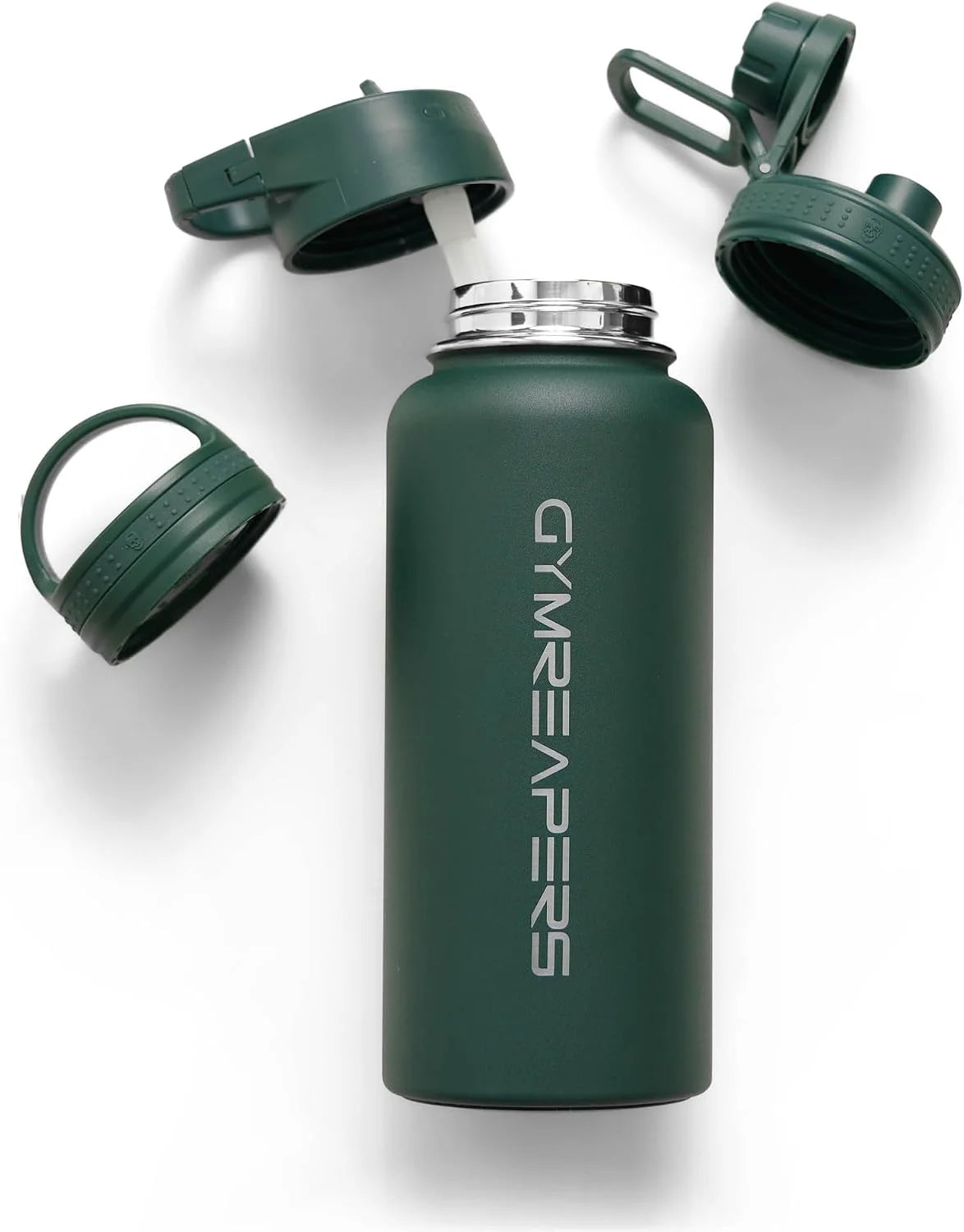 Gymreapers Insulated Water Bottle with Straw - 32 OZ Stainless Steel Water Bottles - BPA Free Metal Double Wall Vacuum Cold Hot Leakfree Flask Jug For Travel, Sports, Gym, School & Workout