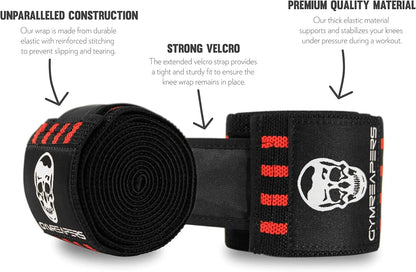 Gymreapers Knee Wraps for Squats and Powerlifting 72 Inch Compression Wraps with Strap for Men & Women Weightlifting Support