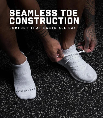 Gymreapers Ankle Socks for Men & Women (6-Pack) – Moisture-Wicking Black & White Breathable Cotton Athletic Socks