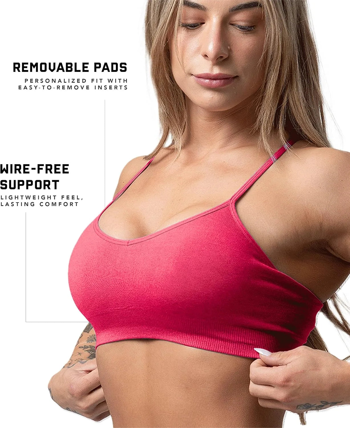 Gymreapers Seamless Sports Bra for Women - Wireless Compression Padded Supportive Bras for Gym, Yoga, & Fitness