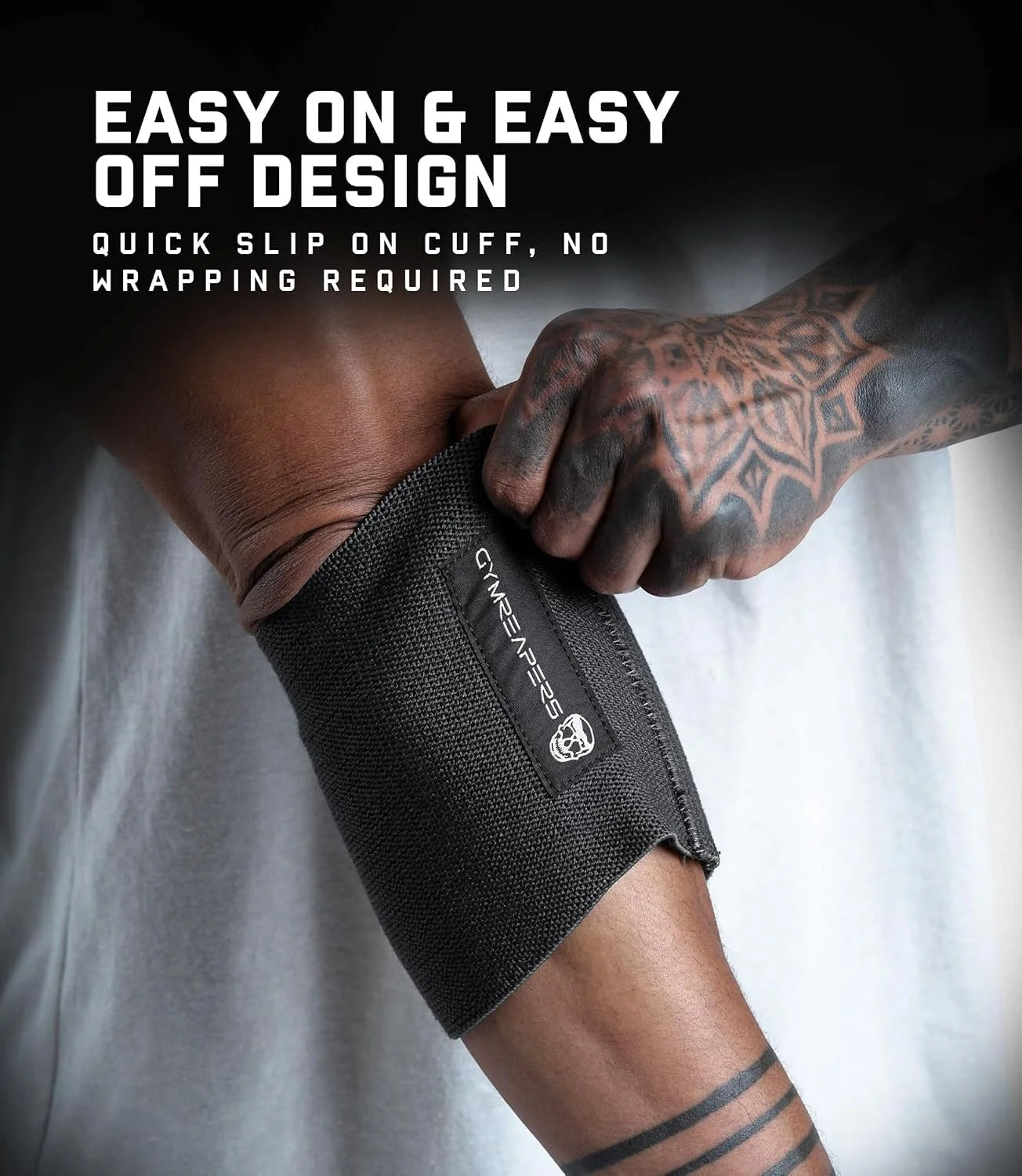 Gymreapers Elbow Compression Cuff for Weightlifting, Powerlifting – Support & Relief for Tendonitis, Stability, Tennis Elbow, Strength Training & Injury Recovery (Black, 9")