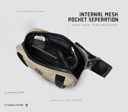 Gymreapers Travel Small Crossbody Bags for Men & Women with Hidden Pocket - Waterproof Crosssbody Fanny Pack for Men with Adjustable Shoulder Sling Belt for Traveling, Running & Hiking (Onyx)
