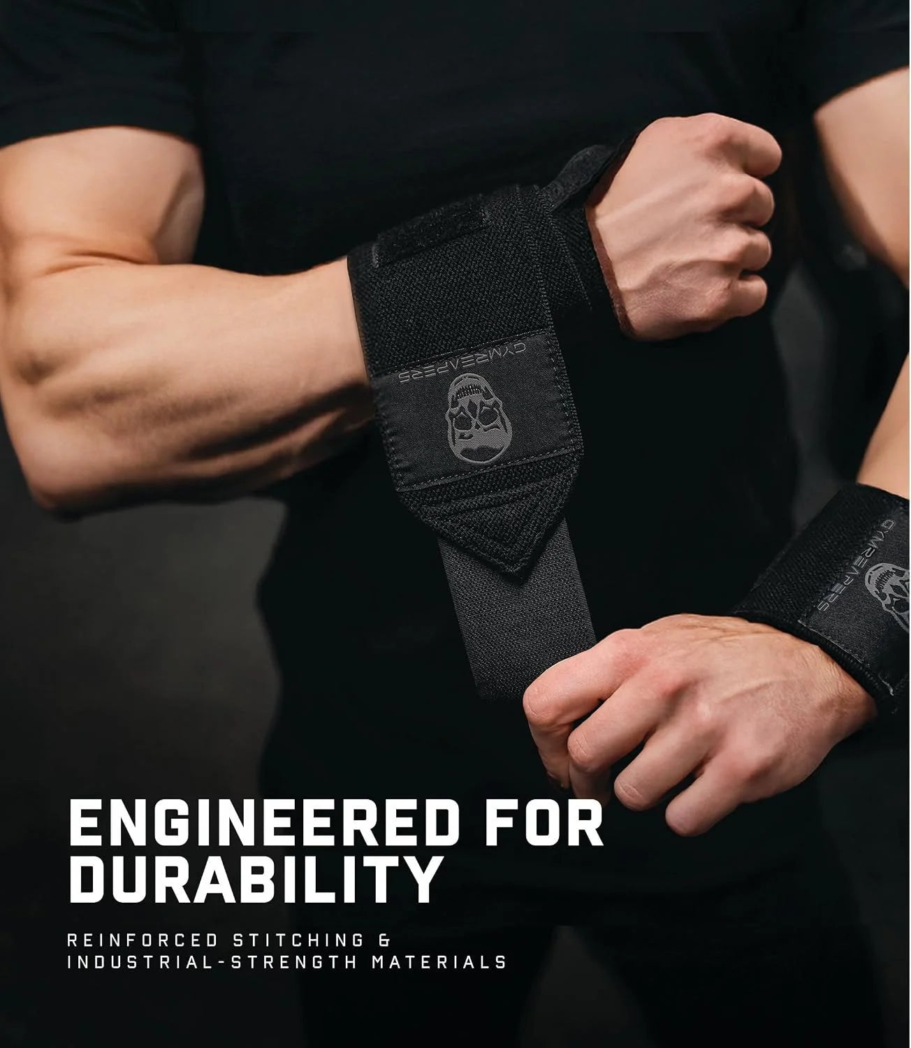 Gymreapers Weightlifting Wrist Wraps (IPF Approved) Professional Quality Wrist Support with Heavy Duty Thumb Loop - Best Wrap for Powerlifting Competition, Strength Training, Bodybuilding