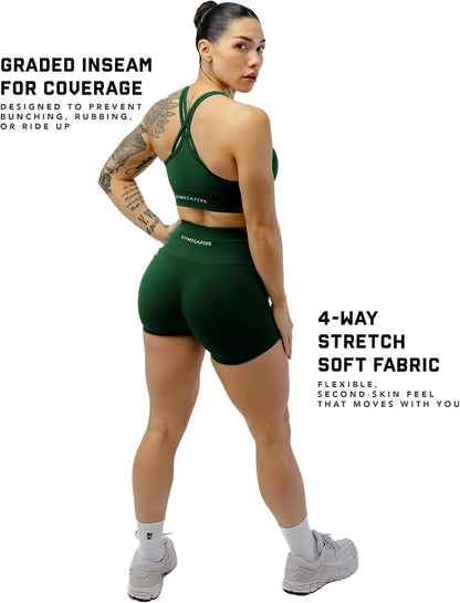Gymreapers Athletic Shorts for Women - Seamless Butt Lifting Tummy Control Running Shorts for Yoga, Biker, Gym Workout Squat