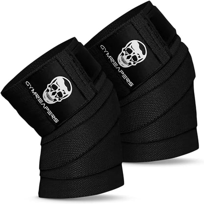 Gymreapers Knee Wraps for Squats and Powerlifting 72 Inch Compression Wraps with Strap for Men & Women Weightlifting Support