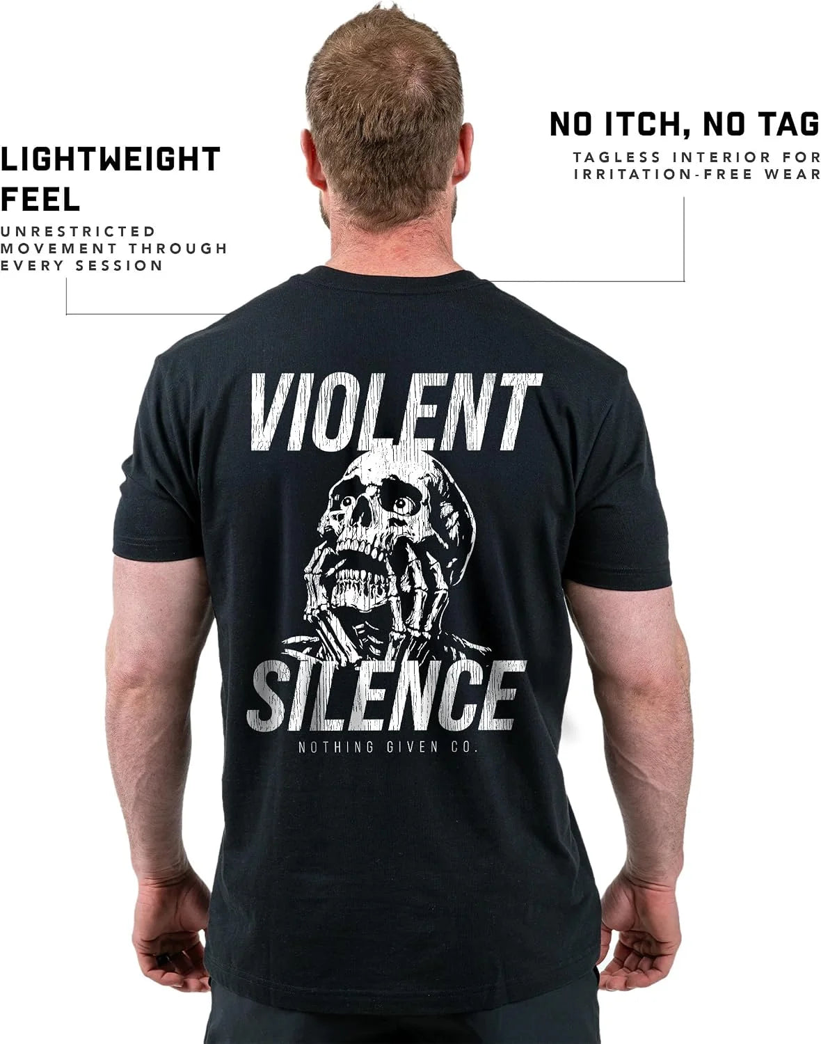 Gymreapers Skull Moisture Wicking T-Shirts for Men - Short Sleeve Workout Gym Shirts - Running Athletic Tees & Dry Fit Tshirt