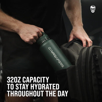 Gymreapers Insulated Water Bottle with Straw - 32 OZ Stainless Steel Water Bottles - BPA Free Metal Double Wall Vacuum Cold Hot Leakfree Flask Jug For Travel, Sports, Gym, School & Workout
