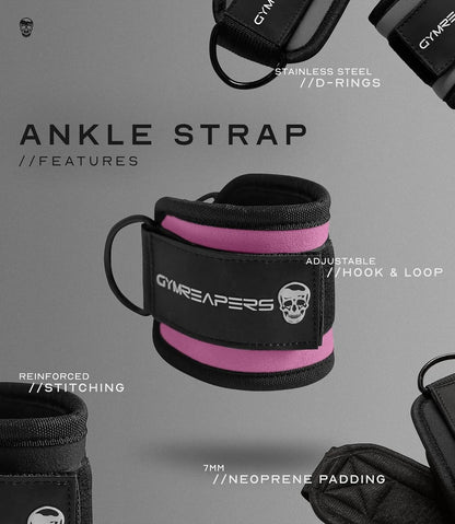 Gymreapers Ankle Straps For Cable Machine Kickbacks, Glute Workouts, Lower Body Exercises - Adjustable Leg Straps with Neoprene Padding