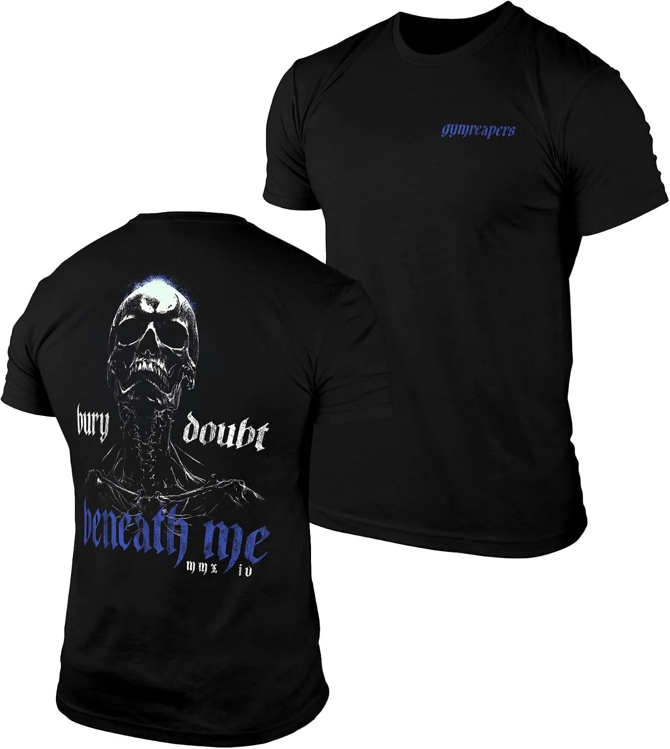 Gymreapers Skull Moisture Wicking T-Shirts for Men - Short Sleeve Workout Gym Shirts - Running Athletic Tees & Dry Fit Tshirt