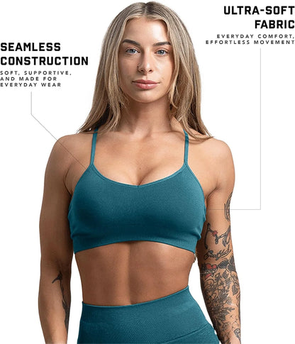 Gymreapers Seamless Sports Bra for Women - Wireless Compression Padded Supportive Bras for Gym, Yoga, & Fitness
