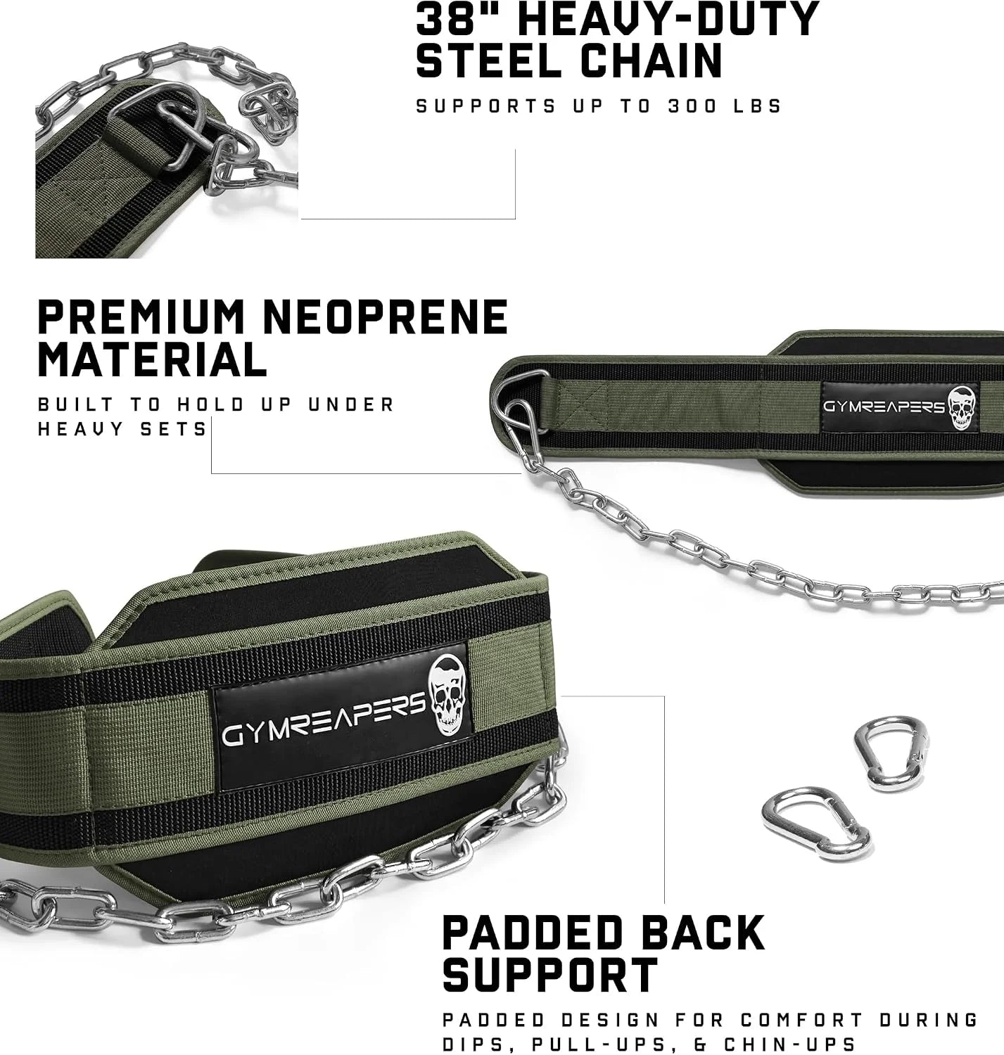 Gymreapers Dip Belt With Chain For Weightlifting, Pull Ups, Dips - Heavy Duty Steel Chain For Added Weight Training