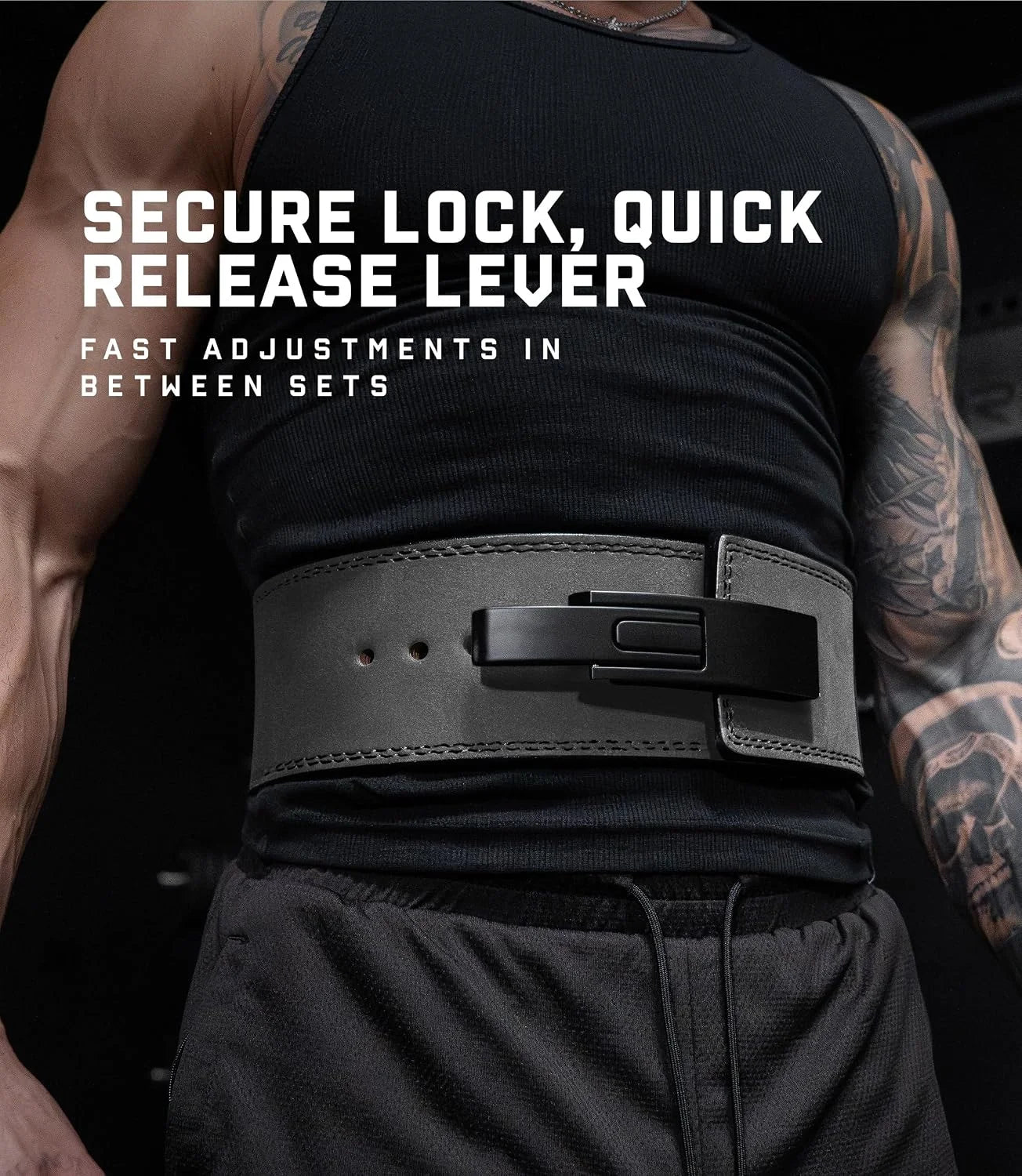Gymreapers 10MM Lever Weightlifting Belt Leather Adjustable Heavy Duty Buckle Belt, IPF Approved for Powerlifting, Weightlifting, and Strength Training