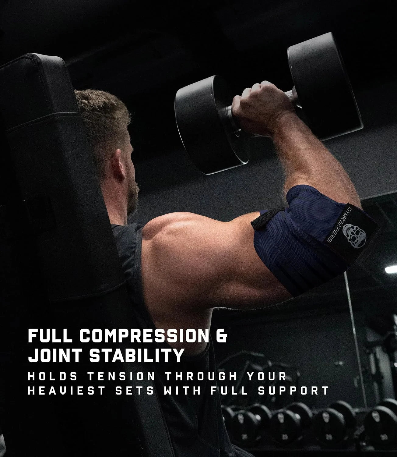 Gymreapers Weightlifting Elbow Wraps (1 Pair) - Flexible 40'' Elbow Compression Strap & Joint Support Brace - for Bench Press, Powerlifting, and Pressing