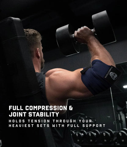 Gymreapers Weightlifting Elbow Wraps (1 Pair) - Flexible 40'' Elbow Compression Strap & Joint Support Brace - for Bench Press, Powerlifting, and Pressing