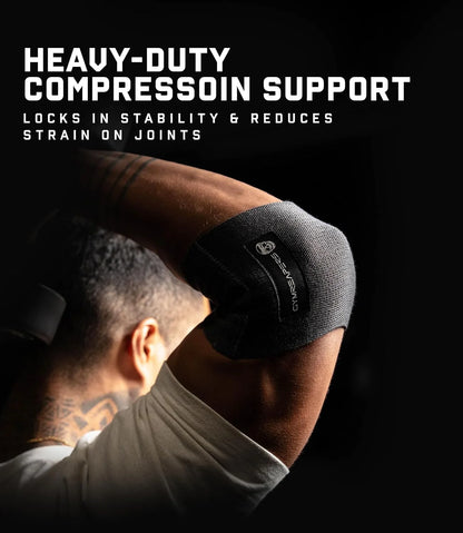 Gymreapers Elbow Compression Cuff for Weightlifting, Powerlifting – Support & Relief for Tendonitis, Stability, Tennis Elbow, Strength Training & Injury Recovery (Black, 9")