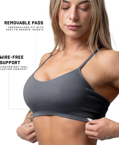 Gymreapers Seamless Sports Bra for Women - Wireless Compression Padded Supportive Bras for Gym, Yoga, & Fitness