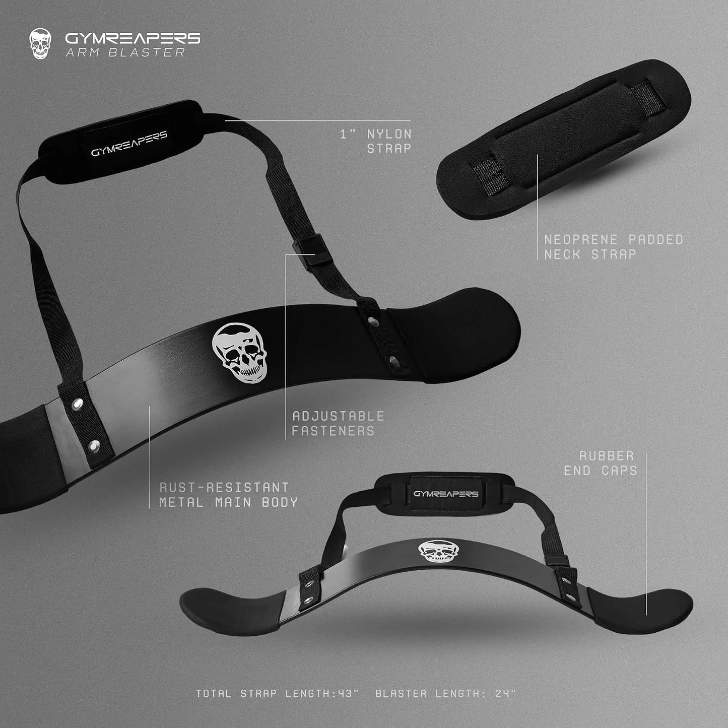 Gymreapers Bicep Arm Blaster - Bicep Curl Isolator w/Contoured, Padded Edges - Adjustable Bicep Bomber for Weightlifting & Bodybuilding