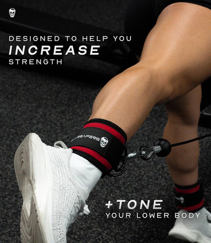 Gymreapers Ankle Straps For Cable Machine Kickbacks, Glute Workouts, Lower Body Exercises - Adjustable Leg Straps with Neoprene Padding